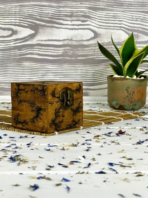Square Lichtenberg wooden box with hazelnut finish