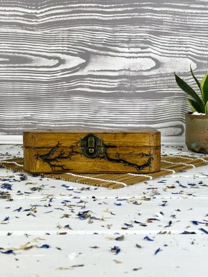 Rectangular Lichtenberg wooden jewelry box with rounded corners
