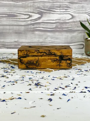 Rectangular Lichtenberg wooden jewelry box with hazelnut finish