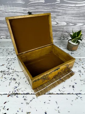 Large Lichtenberg wooden memory box with walnut finish
