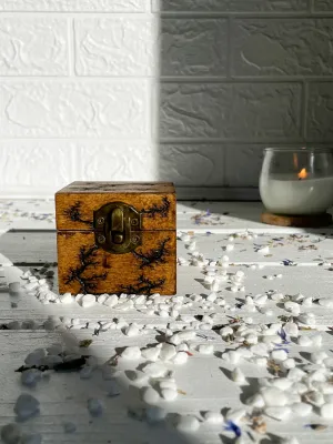 Square Lichtenberg wooden box with hazelnut finish