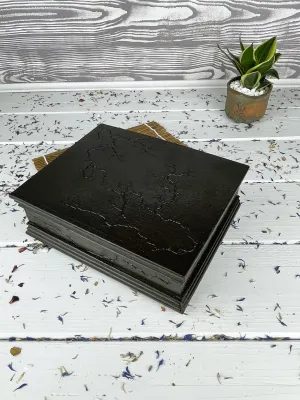 Lichtenberg wooden jewelry box with dark wenge and hazelnut finish