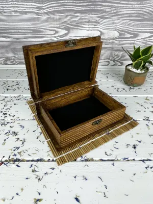 Rectangular Lichtenberg wooden memory box with hazelnut finish