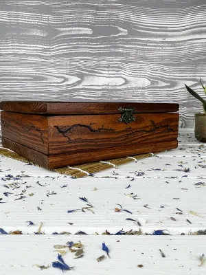 Lichtenberg wooden jewelry box with chestnut finish