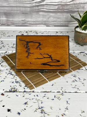 Rectangular medium wooden jewelry box with hazelnut finish