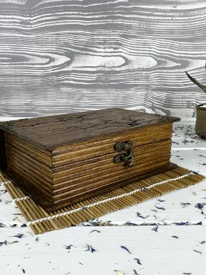 Rectangular Lichtenberg wooden memory box with hazelnut finish