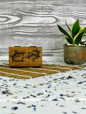 Rectangular Lichtenberg wooden box with hazelnut finish