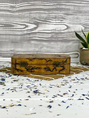 Rectangular Lichtenberg wooden jewelry box with rounded corners