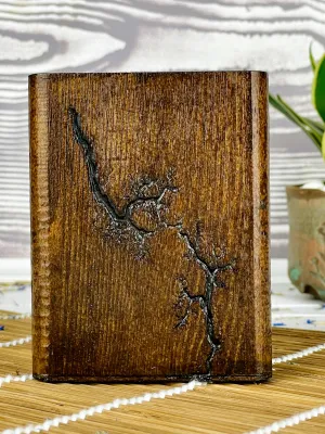 Square Lichtenberg wooden pen holder with wenge & hazelnut finish