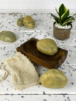 White & green clay stone soap
