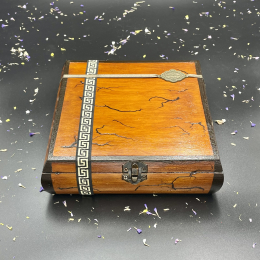 SQUARE WOODEN  JEWELRY  BOX -HAZELNUT