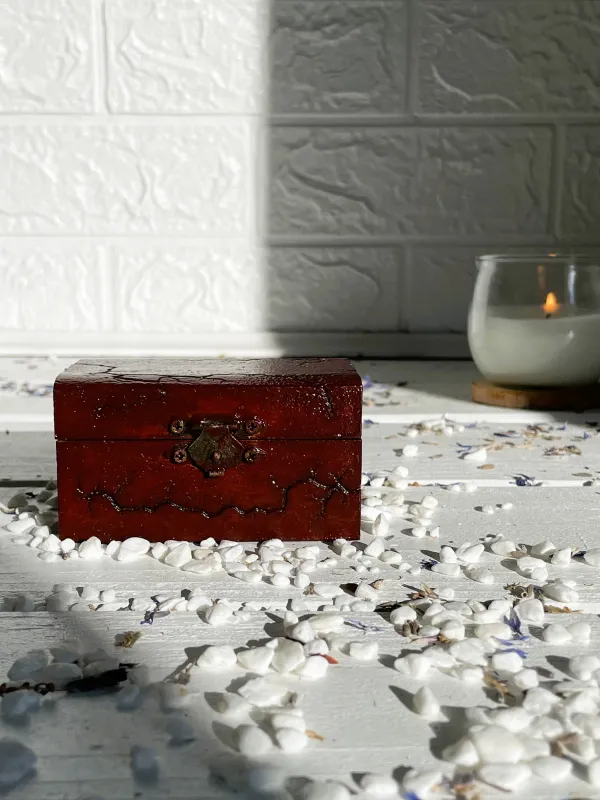 Product Rectangular Lichtenberg wooden box with mahogany finish Image