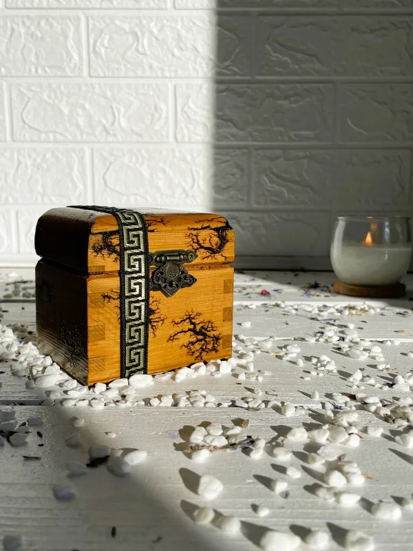 Product Cube Lichtenberg wooden jewelry box with walnut finish Image
