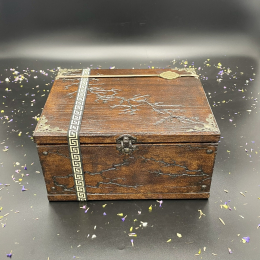 RUSTIC WOODEN  STORAGE BOX -WENGE/HAZELNUT